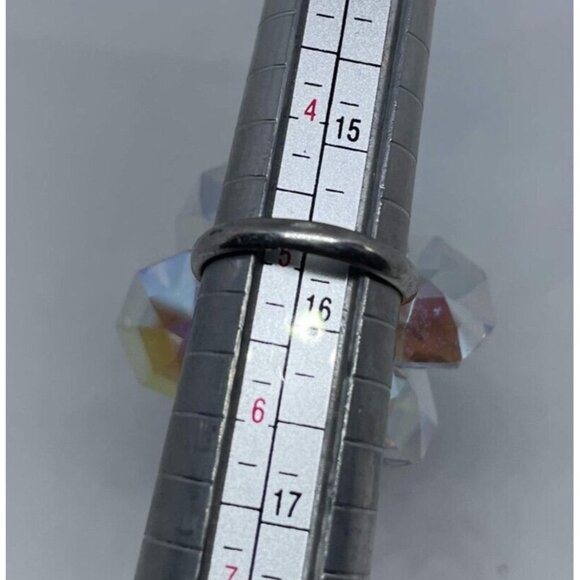 925 Sterling Silver Cluster Faceted Crystal Floral Ring Italy Size 5 - Picture 6 of 6